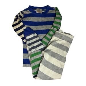 Hanna Andersson grey blue green stripe pajamas size 5